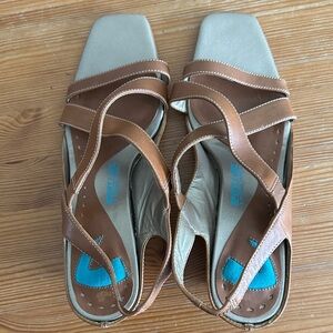 Donald J. Pliner Tan and gold Strappy Sandals